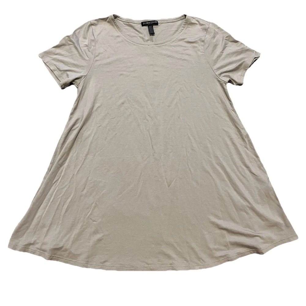 Eileen Fisher Gray Short Sleeve Shirt Top Blouse Petite Size PP(2P-4P) Classic